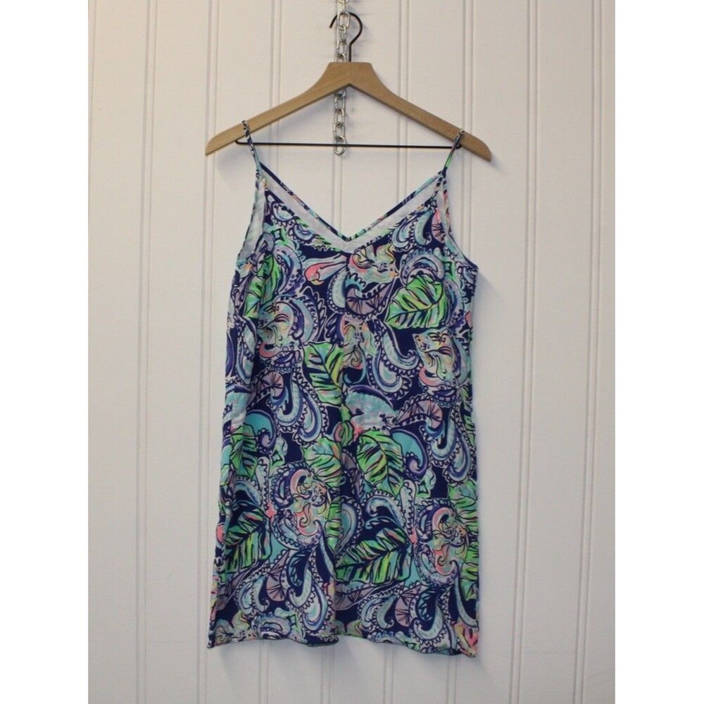 Lilly Pulitzer Lela Hanging With The Fronds Silk Slip Double V-Neck Dress Size S - Picture 8 of 11